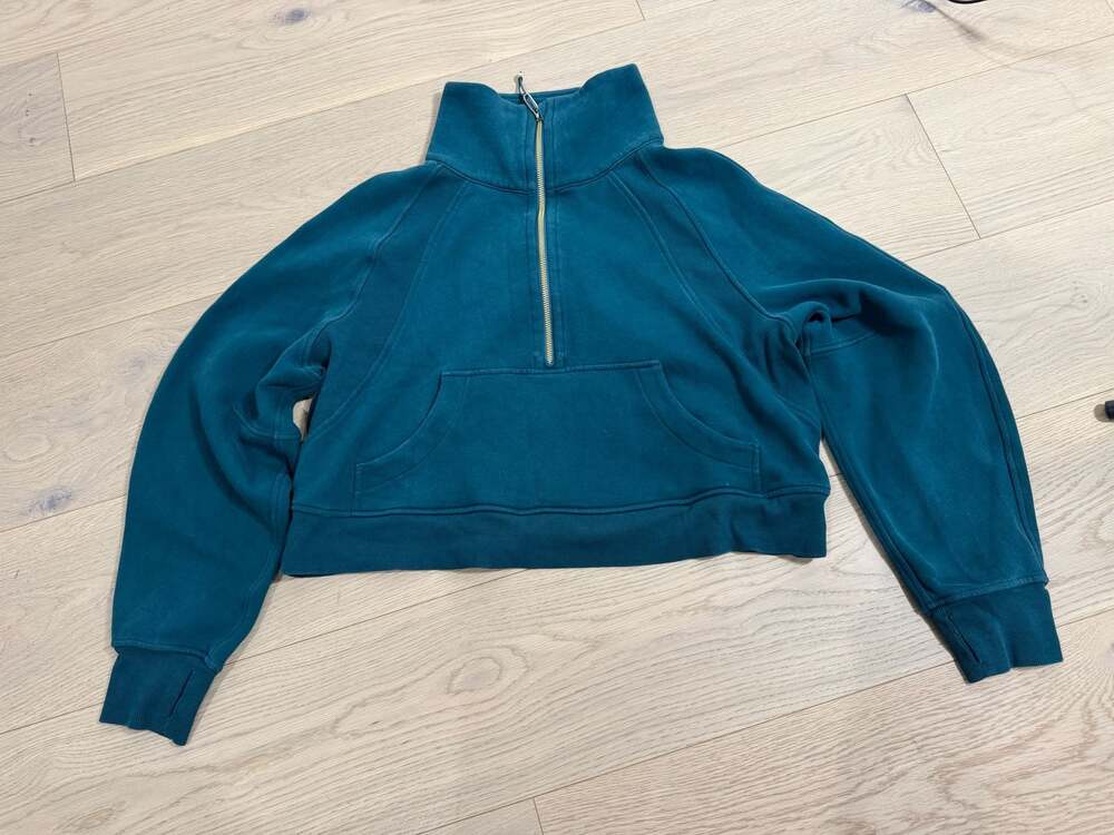Lululemon Scuba Oversized Funnel Neck Half Zip Pullover Storm Teal M/L - Picture 6 of 12